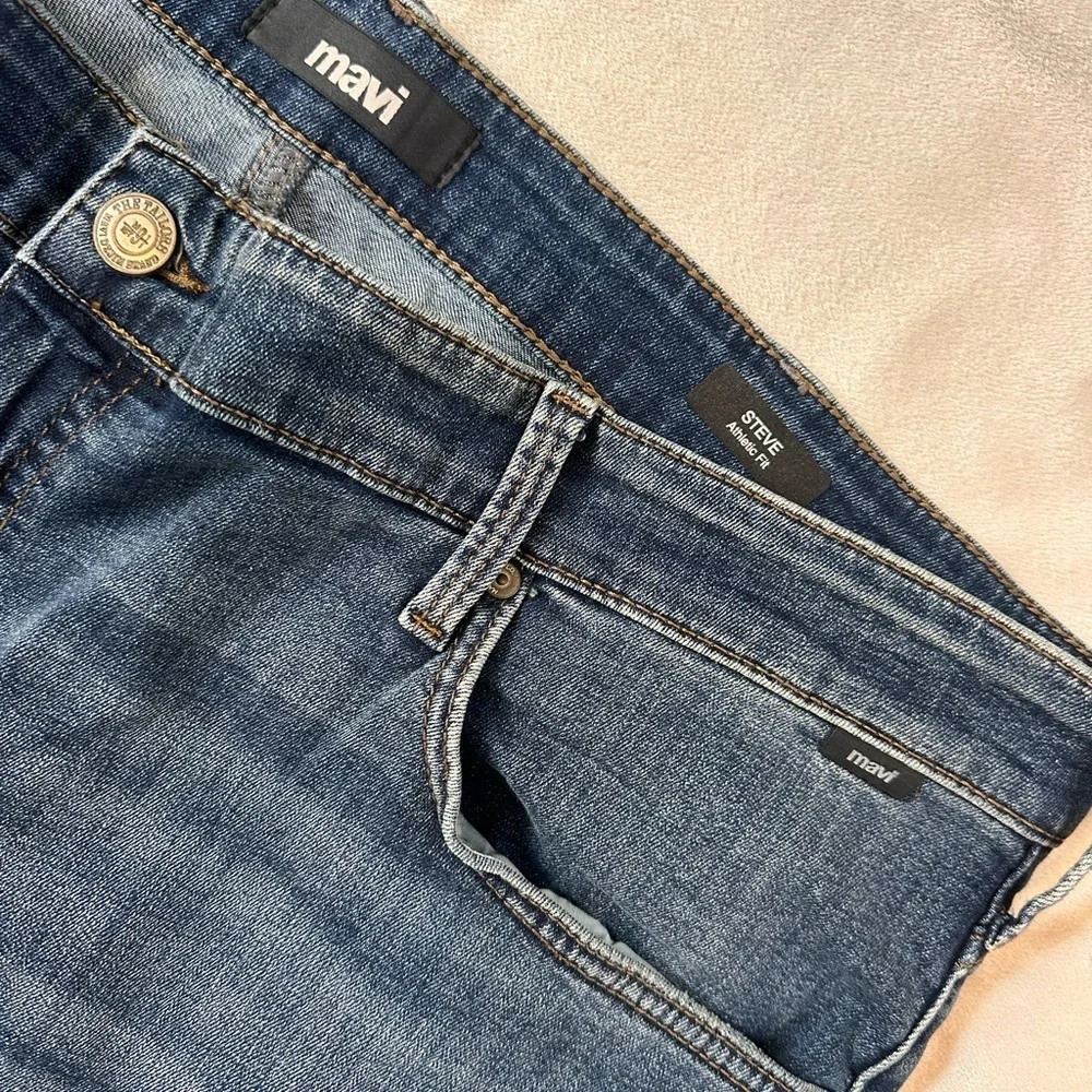 Mavi Men's Dark Blue Athletic Fit Cotton Jeans Size 42x32